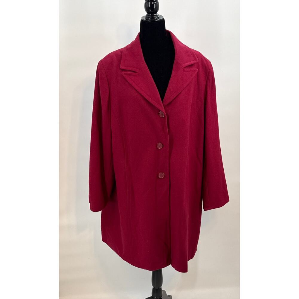 NWT Kim Rogers Red Wool Pea Coat 20W